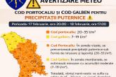 AVERTIZARE METEO &ndash; COD PORTOCALIU ȘI GALBEN